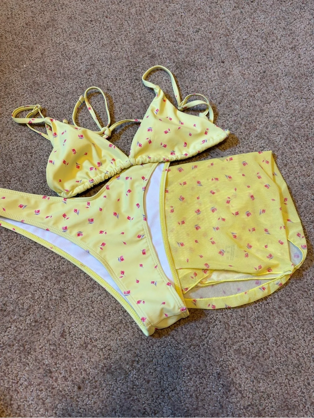 SHEIN 6 -Multi-Color Floral & Solid Bikini Set Bundle - Yellow, Blue, Red, Cream